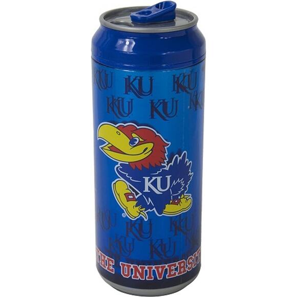 NCAA Kansas Jayhawks Travel Mug Can 16oz  Twist Off Lid BPA Cool Gear Blue - Picture 1 of 3